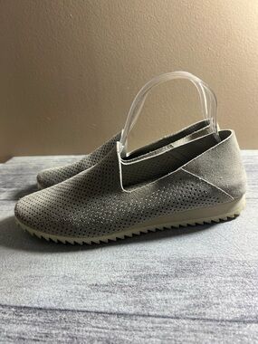 Pedro Garcia Cristianne Perforated Suede Gray Loafers Creeper Sole Size 38.5